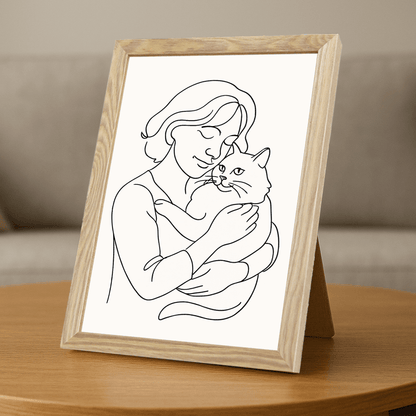 Line Art stampato su forex, cornice portafoto legno, misura 21x29.7