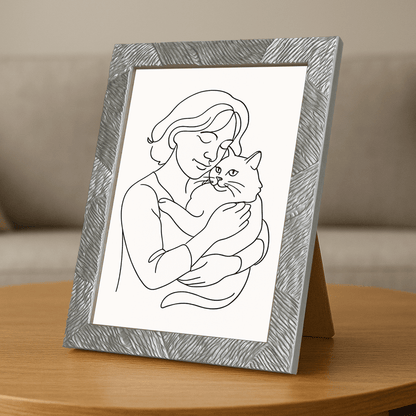Line Art stampato su forex, cornice portafoto argento, misura 21x29.7