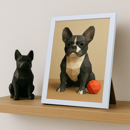 Low Poly stampato su forex, cornice portafoto bianco, misura 21x29.7