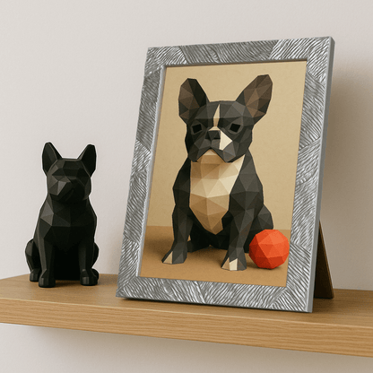 Low Poly stampato su forex, cornice portafoto argento, misura 21x29.7