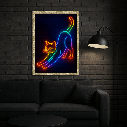 Neon stampato su forex, cornice oro, misura 40x50
