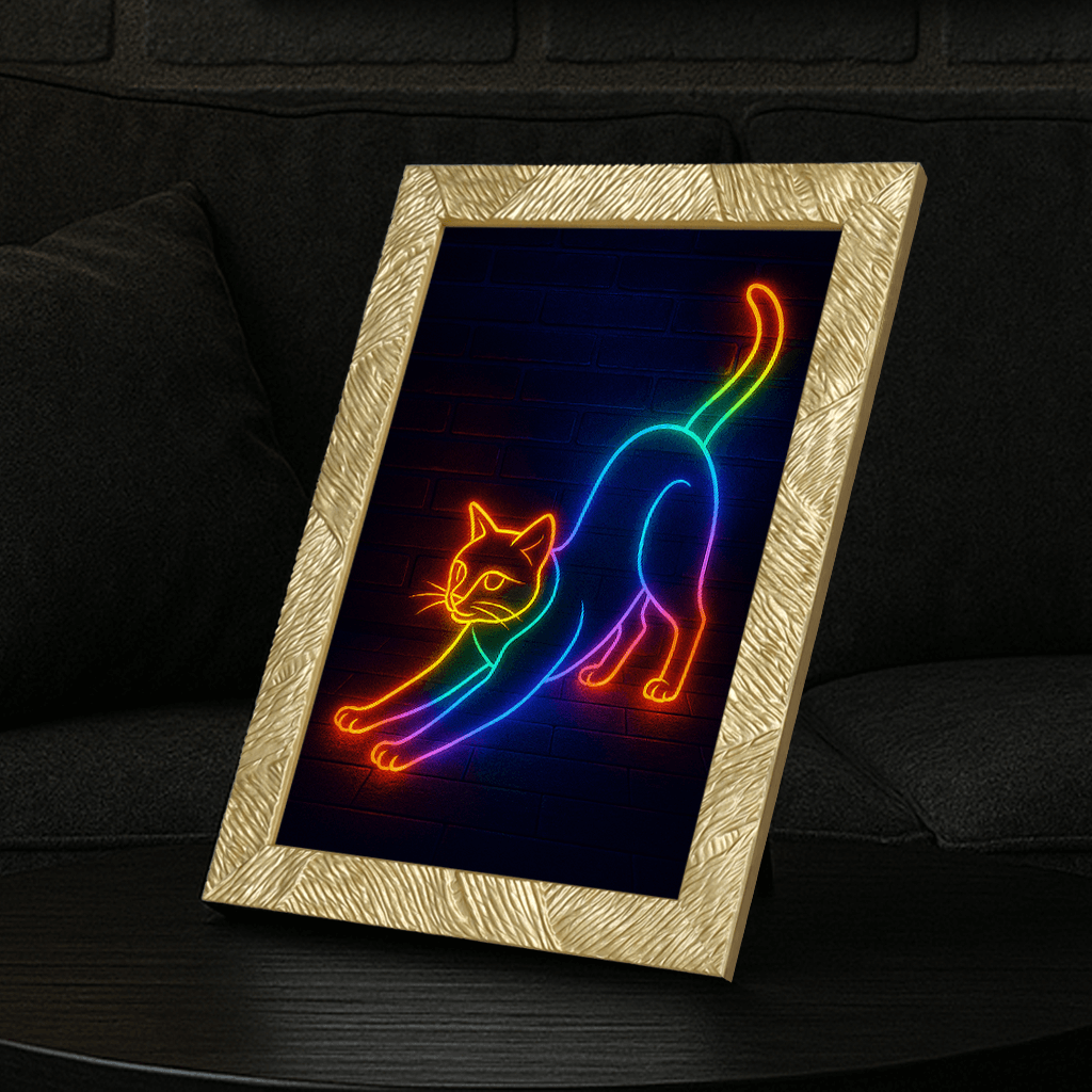 Neon stampato su forex, cornice portafoto oro, misura 21x29.7