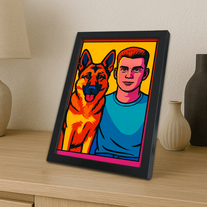 Pop Art stampato su forex, cornice portafoto nero, misura 21x29.7