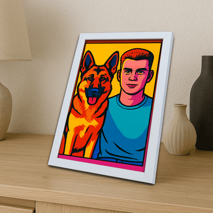 Pop Art stampato su forex, cornice portafoto bianco, misura 21x29.7