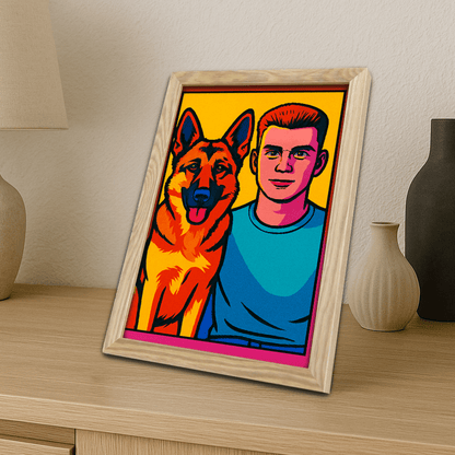 Pop Art stampato su forex, cornice portafoto legno, misura 21x29.7