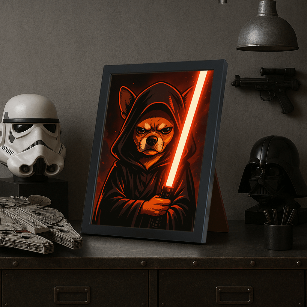 Sith Rosso stampato su forex, cornice portafoto nero, misura 21x29.7