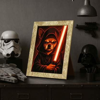 Sith Rosso stampato su forex, cornice portafoto oro, misura 21x29.7