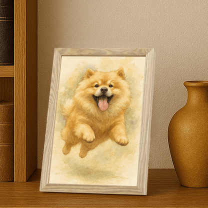 Acquarello stampato su forex, cornice portafoto legno, misura 21x29.7