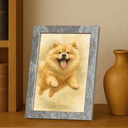 Acquarello stampato su forex, cornice portafoto argento, misura 21x29.7