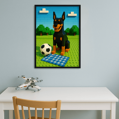 Minifigura Mattoncini stampato su forex, cornice nero, misura 40x50