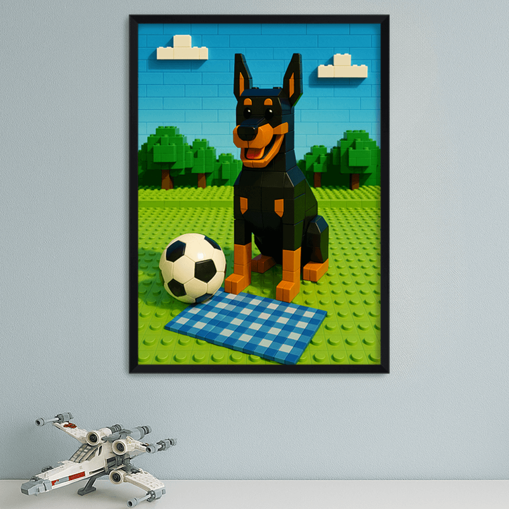 Minifigura Mattoncini stampato su forex, cornice nero, misura 50x70