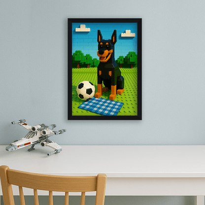 Minifigura Mattoncini stampato su forex, cornice nero, misura 30x40