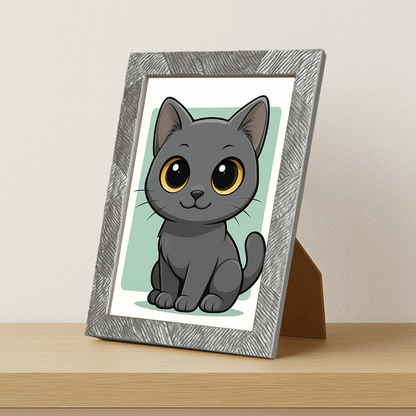 Certosino in stile Chibi stampato su forex, cornice portafoto argento, misura 21x29.7