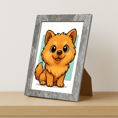 Chow Chow in stile Chibi stampato su forex, cornice portafoto argento, misura 21x29.7