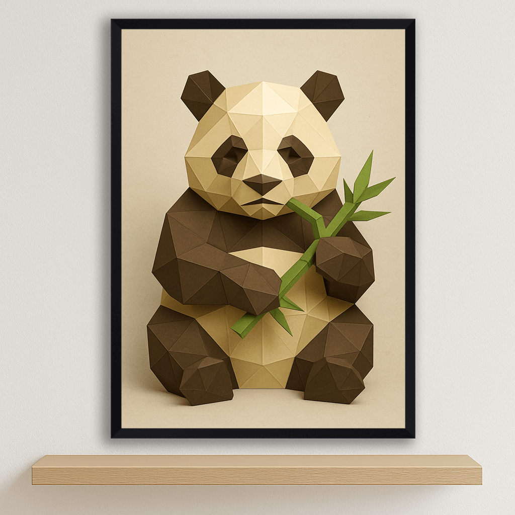 Panda Poly Art stampato su forex, cornice nero, disponibile in 30x40, 40x50 e 50x70 cm