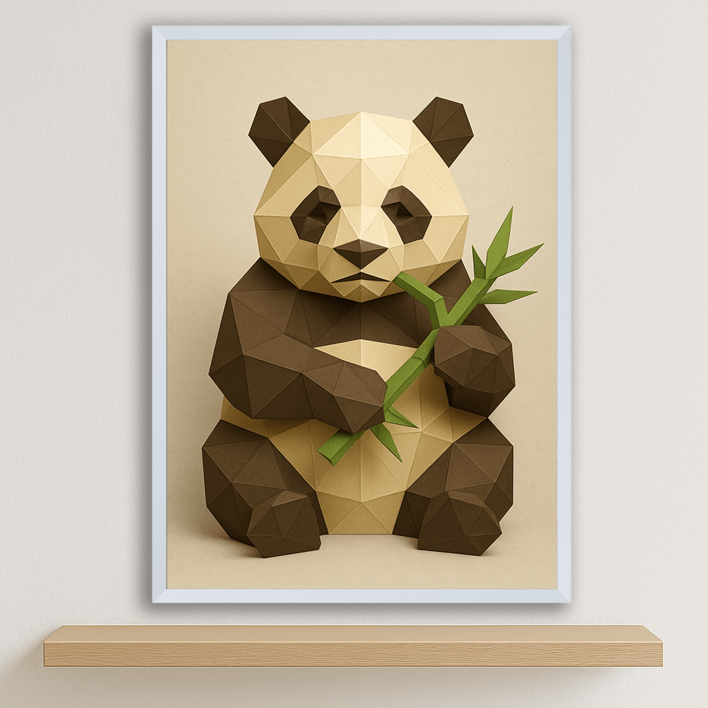 Panda Poly Art stampato su forex, cornice bianco, disponibile in 30x40, 40x50 e 50x70 cm
