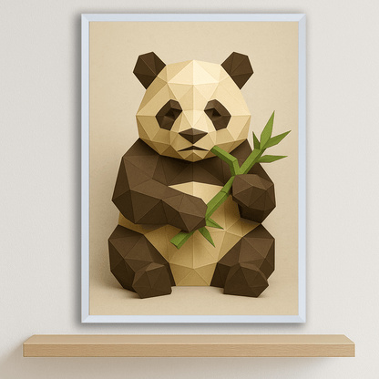 Panda Poly Art stampato su forex, cornice bianco, disponibile in 30x40, 40x50 e 50x70 cm