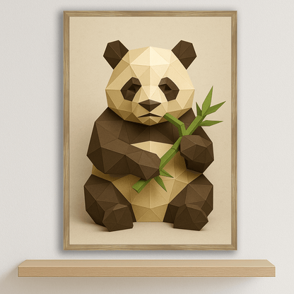 Panda Poly Art stampato su forex, cornice legno, disponibile in 30x40, 40x50 e 50x70 cm
