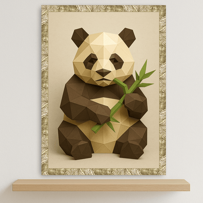 Panda Poly Art stampato su forex, cornice oro, disponibile in 30x40, 40x50 e 50x70 cm