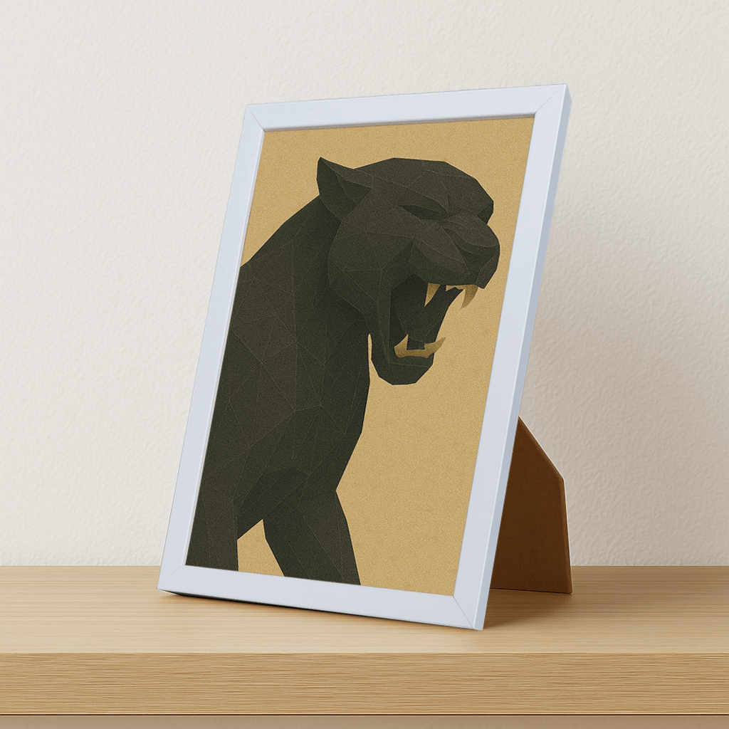 Puma Poly Art stampato su forex, cornice portafoto bianco, misura 21x29.7