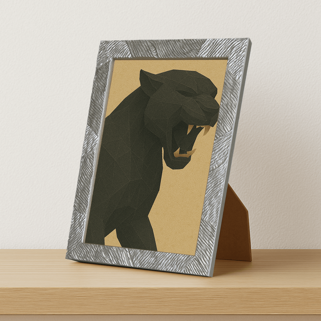 Puma Poly Art stampato su forex, cornice portafoto argento, misura 21x29.7