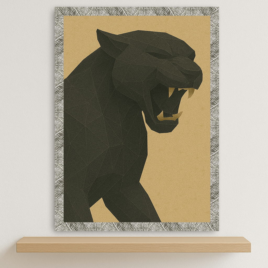 Puma Poly Art stampato su forex, cornice argento, disponibile in 30x40, 40x50 e 50x70 cm