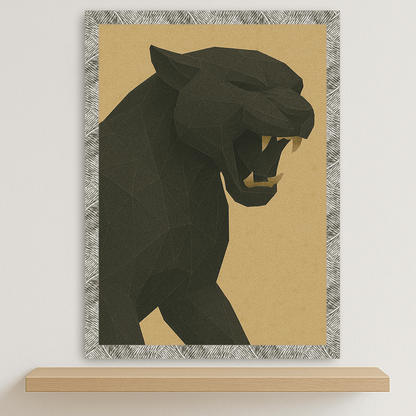 Puma Poly Art stampato su forex, cornice argento, disponibile in 30x40, 40x50 e 50x70 cm