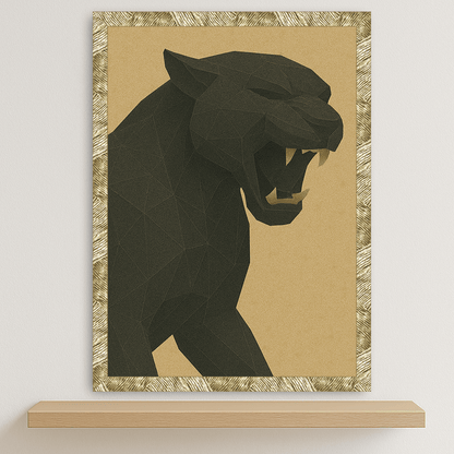 Puma Poly Art stampato su forex, cornice oro, disponibile in 30x40, 40x50 e 50x70 cm