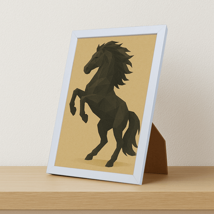 Cavallo Poly Art stampato su forex, cornice portafoto bianco, misura 21x29.7