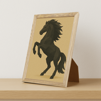 Cavallo Poly Art stampato su forex, cornice portafoto legno, misura 21x29.7