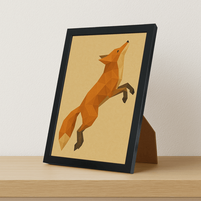 Volpe Poly Art stampato su forex, cornice portafoto nero, misura 21x29.7