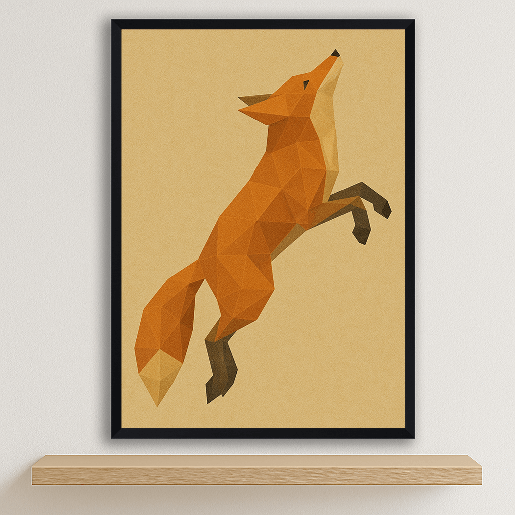 Volpe Poly Art stampato su forex, cornice nero, disponibile in 30x40, 40x50 e 50x70 cm