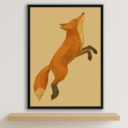 Volpe Poly Art stampato su forex, cornice nero, disponibile in 30x40, 40x50 e 50x70 cm