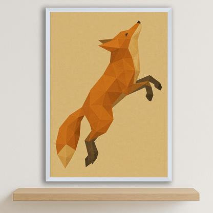 Volpe Poly Art stampato su forex, cornice bianco, disponibile in 30x40, 40x50 e 50x70 cm