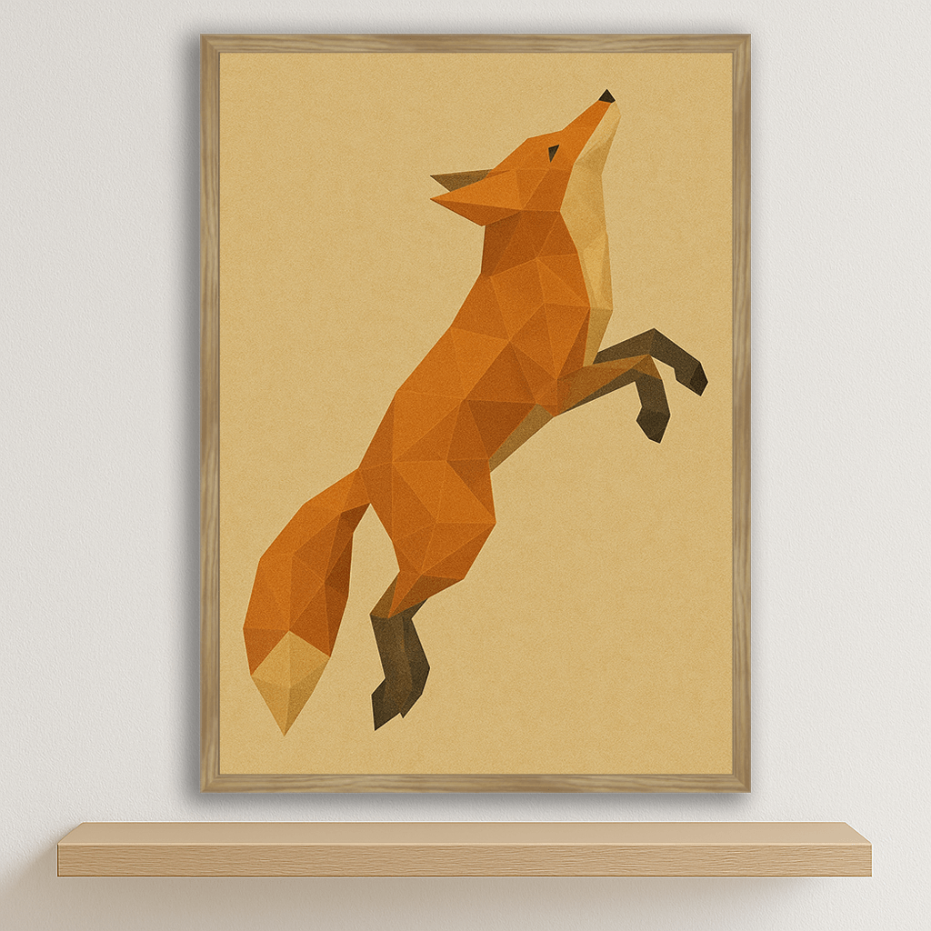 Volpe Poly Art stampato su forex, cornice legno, disponibile in 30x40, 40x50 e 50x70 cm