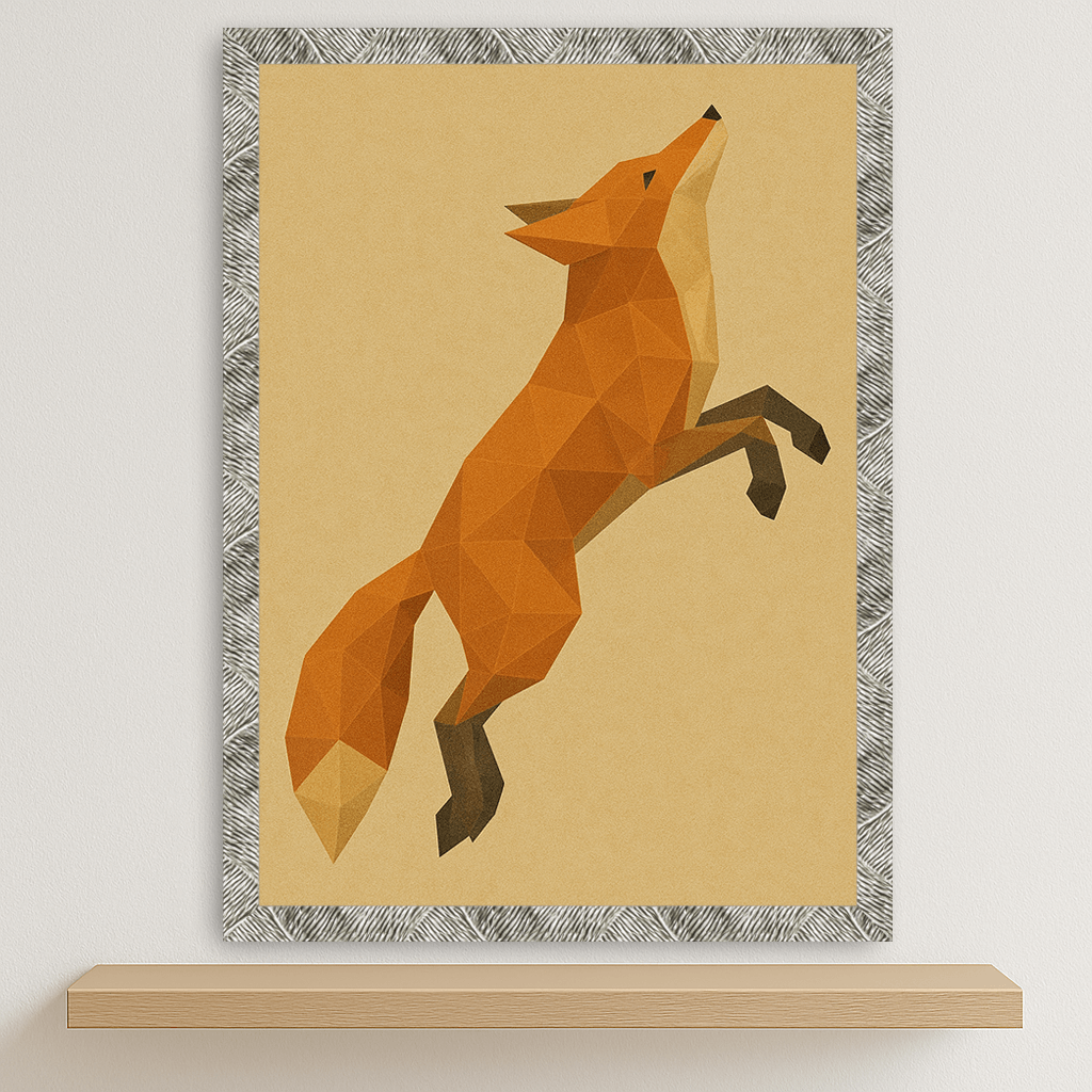 Volpe Poly Art stampato su forex, cornice argento, disponibile in 30x40, 40x50 e 50x70 cm
