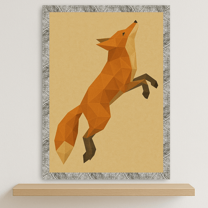 Volpe Poly Art stampato su forex, cornice argento, disponibile in 30x40, 40x50 e 50x70 cm