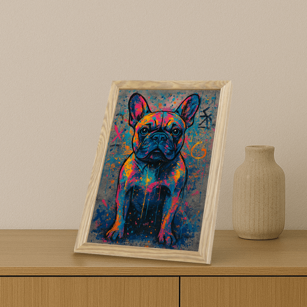 Street Art stampato su forex, cornice portafoto legno, misura 21x29.7