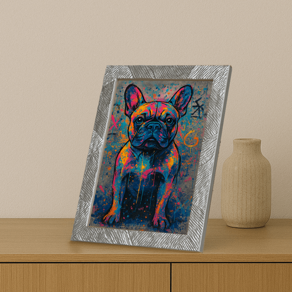 Street Art stampato su forex, cornice portafoto argento, misura 21x29.7