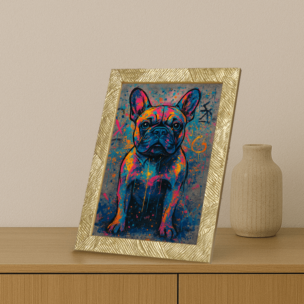 Street Art stampato su forex, cornice portafoto oro, misura 21x29.7
