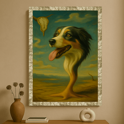 Dalì stampato su forex, cornice oro, misura 50x70