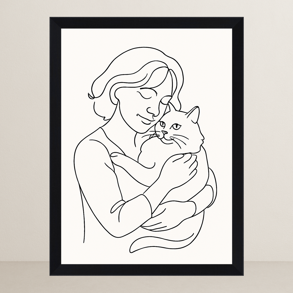 Ritratto stile Line Art personalizzabile stampato su forex, cornice FSC, disponibile in varie misure