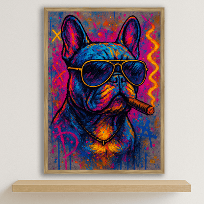 Quadri stampe d'autore Bulldog Smoke Icon | Incorniciamoci