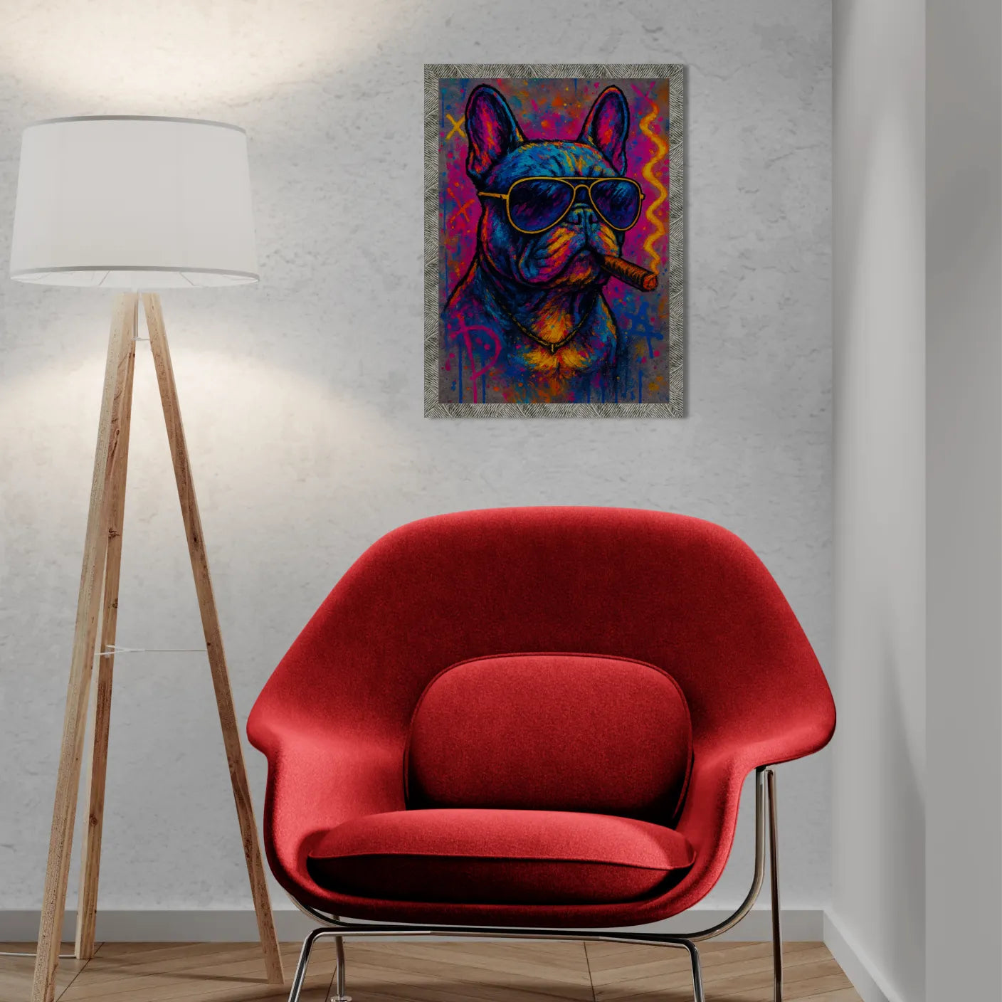 Quadri stampe d'autore Bulldog Smoke Icon | Incorniciamoci