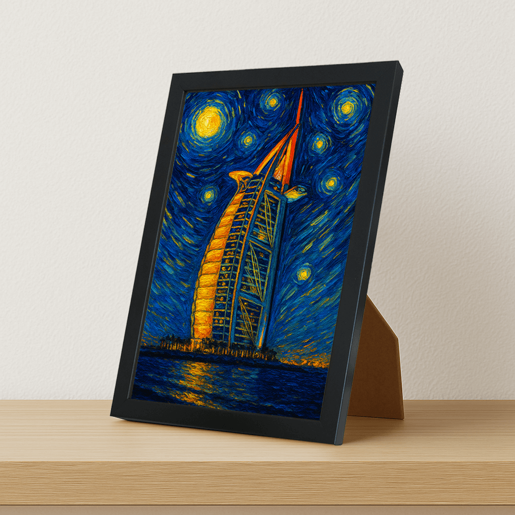 Quadri stampe d'autore Burj Al Arab stile Gogh | Incorniciamoci