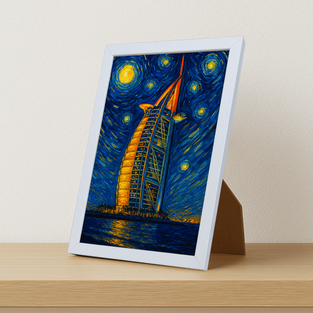 Quadri stampe d'autore Burj Al Arab stile Gogh | Incorniciamoci