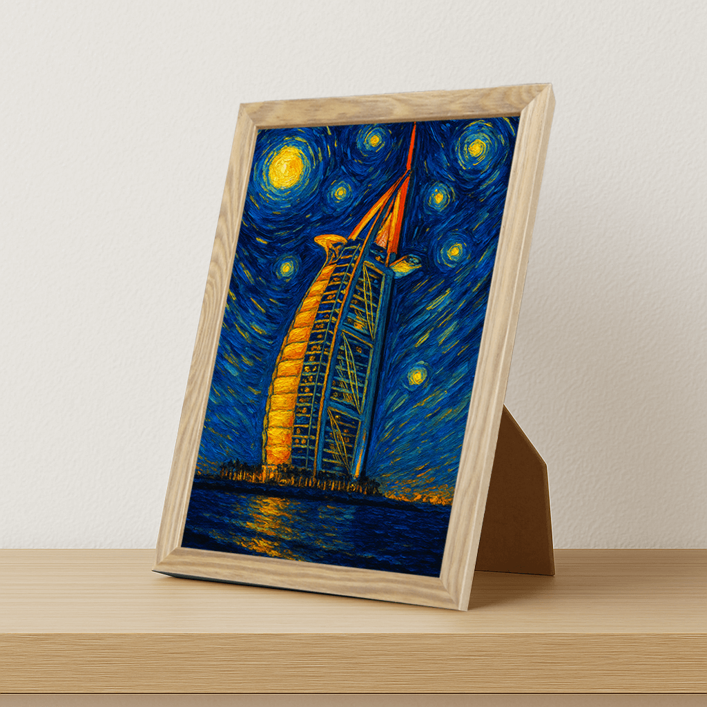 Quadri stampe d'autore Burj Al Arab stile Gogh | Incorniciamoci