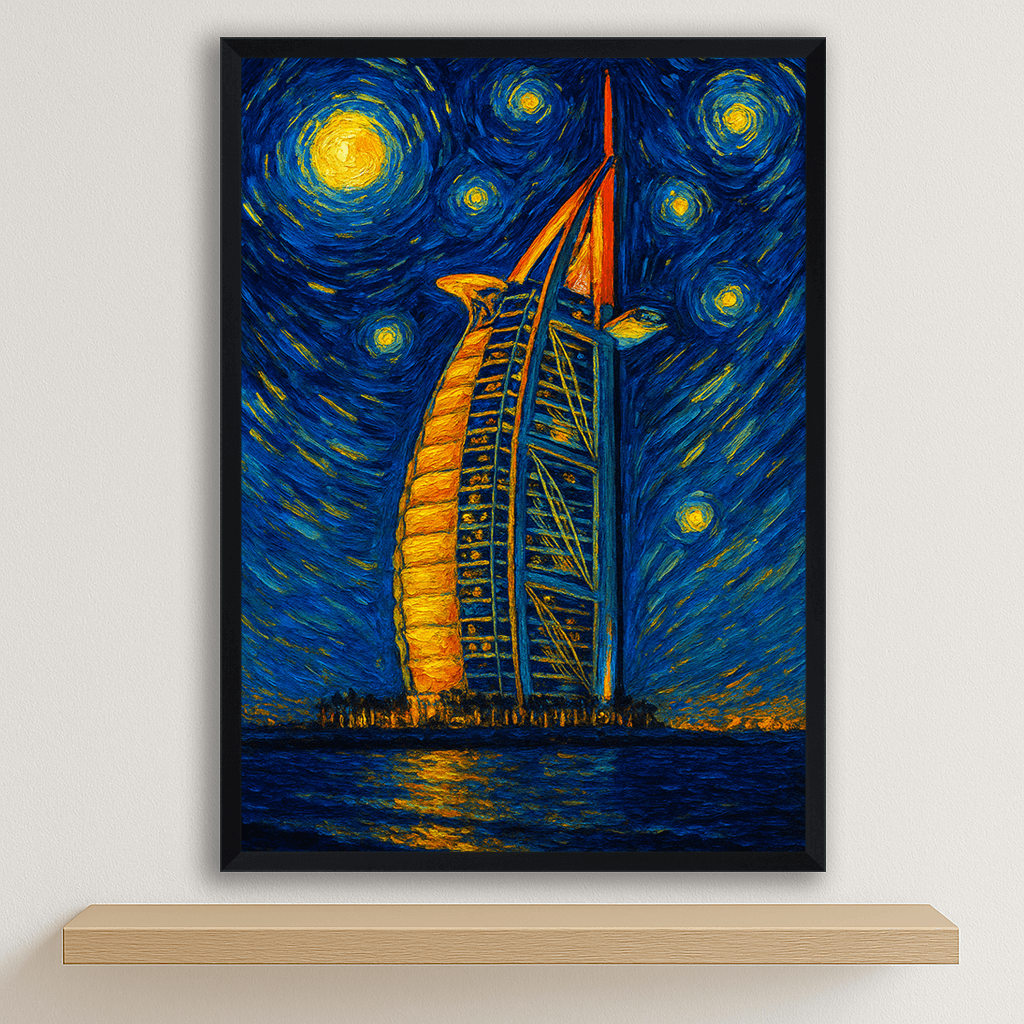 Quadri stampe d'autore Burj Al Arab stile Gogh | Incorniciamoci