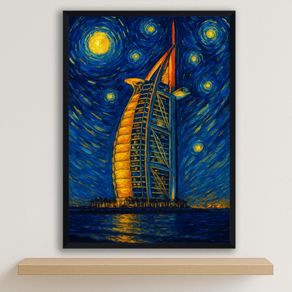 Quadri stampe d'autore Burj Al Arab stile Gogh | Incorniciamoci