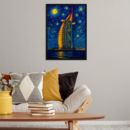 Quadri stampe d'autore Burj Al Arab stile Gogh | Incorniciamoci